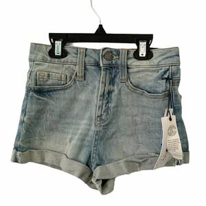 Girls denim cuff high waisted shorts size 7